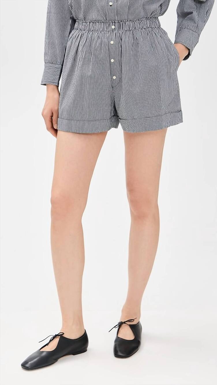 NEW THE GREAT. boxer shorts in black & white gingham